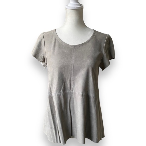 MUUBAA Sean Suede T-Shirt in Mist | Size 6 - Picture 1 of 16